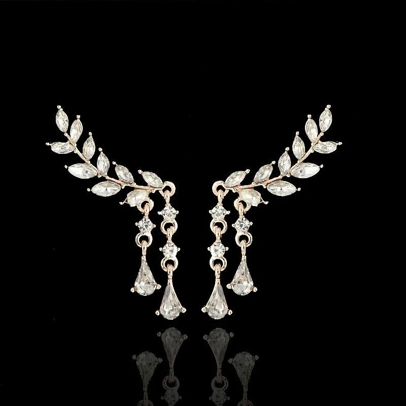 Unbranded Fashion Women Gold Silver Leaves Tassel Ear Stud Crystal Zircon Earrings Jewell Fashion Jewelry 6 Unbranded Fashion Women Gold Silver Leaves Tassel Ear Stud Crystal Zircon Earrings Jewell Fashion Jewelry