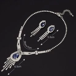 AliExpress Fashion Jewelry 4 Colour Rhinestones Crystal Chain Necklace And Earrings Set