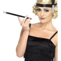Smiffys 1920s Flapper Black Sequinned Sequin Glitzy Cigarette Holder 6Pk Fake Cigarettes Costume Accessories