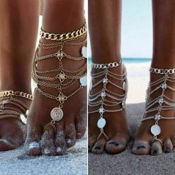 Unbranded Fashion Jewelry Tassel Coin Beach Anklet Foot Jewellery Barefoot Sandals