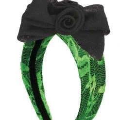 Tomfoolery Costume Accessories 80s Neon Retro Headband With Bow 1980s Orange Pink Black Green Headbands