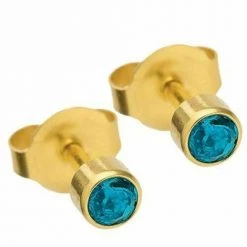 AliExpress Gold Birthstone Stud Earrings Sensitive Ears Stainless Steel Bezel Settings Pear