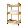 Kmart Bamboo Trolley Cart 3 Shelf Tier Linen Rack Storage Bathroom Shelves With Wheels