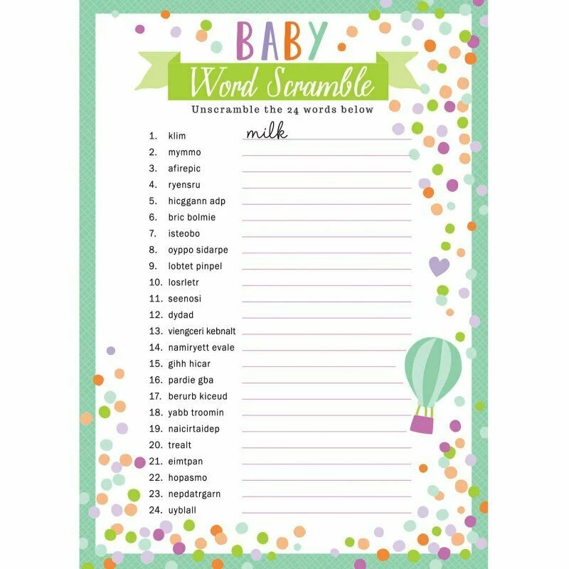 Balloon Agencies BABY SHOWER GAME Fun Word Search Scramble Party Game Suitable For 2 To 12 Player Party Supplies 2 Balloon Agencies BABY SHOWER GAME Fun Word Search Scramble Party Game Suitable For 2 To 12 Player Party Supplies