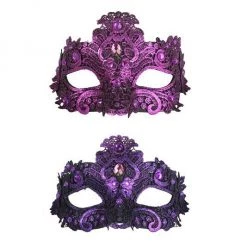 Tomfoolery Crystal Lace Metallic Dark Purple Costume Masquerade Eye Mask Costume Accessories
