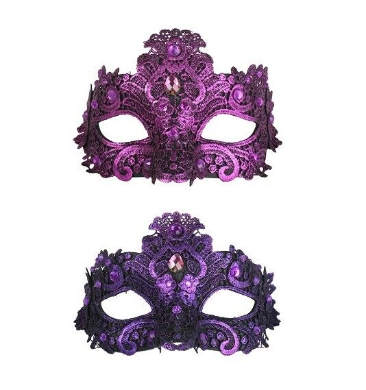 Tomfoolery Crystal Lace Metallic Dark Purple Costume Masquerade Eye Mask Costume Accessories 1 Tomfoolery Crystal Lace Metallic Dark Purple Costume Masquerade Eye Mask Costume Accessories