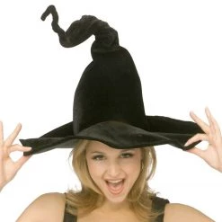 Unbranded Black Crooked Wired Witch Hat Sorceress Ladies Halloween Costume Accessory
