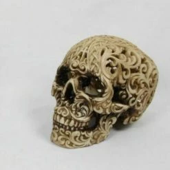 MALMAR Home & Garden Skull Head Skeleton Carved Halloween Statue Figurine Ornament Sculpture 14cm