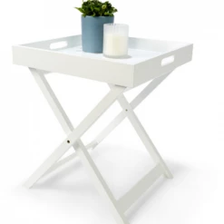 Kmart Home & Garden White Square Wooden Bedside Coffee Table Tray Side Tray Folding