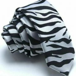 Amscan 80s Skinny Zebra Print Black And White Costume Tie