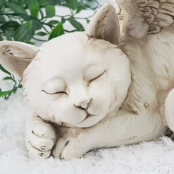 MALMAR Home & Garden Pet Cat Memorial Sleeping Angel Cat Gravestone Statue Indoor Outdoor
