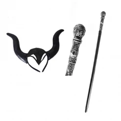 JD Adult Womens Maleficent Mistress Of Evil Queen Headpiece Halloween Black Cape