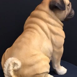 MALMAR Home & Garden Large 36cm Sitting Pug Dog Home Decor Garden Ornament Animal Statue Sculpture