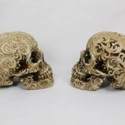 MALMAR Home & Garden Skull Head Skeleton Carved Halloween Statue Figurine Ornament Sculpture 14cm