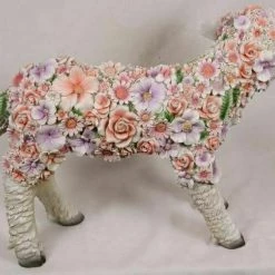 MAL Home & Garden 48cm Colourful Spring Lamb With Flowers Home Decor