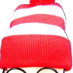 AliExpress Wheres Wally Beanie Hat & Glasses Costume Kit | Red & White Stripe