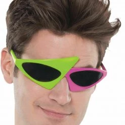 Amscan Costume Accessories Awesome 80s Sunglasses Assymetric Duo-Tone Hot Pink & Neon Green Glasses