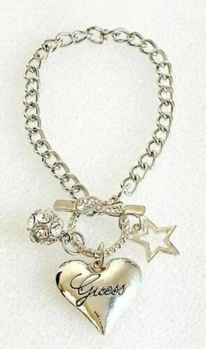 Unbranded GUESS Love Heart Crystal Star Charm Pendant Bracelet Bangle SILVER OR GOLD 2 Unbranded GUESS Love Heart Crystal Star Charm Pendant Bracelet Bangle SILVER OR GOLD