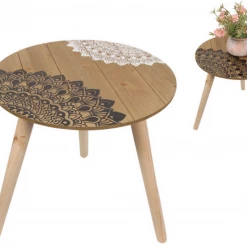 MAL Bohemian Style Mandala Side Table Bedside Coffee Table With Black & White Prints Home & Garden