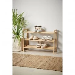 Kmart Shoe Rack Shelf Bamboo Cabinet Storage Shoe Organiser 3 Tiers Shelves Stackable Home & Garden
