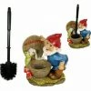 MAL Home & Garden Garden Gnome Toilet Brush Holder Set Gnomes Statue Bathroom Novelty Gift