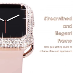 Unbranded Rose Gold Rhinestone Apple Watch Case For Series 2 3 4 5 6