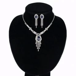AliExpress Fashion Jewelry 4 Colour Rhinestones Crystal Chain Necklace And Earrings Set