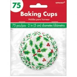 Balloon Agencies Christmas Party Supplies Christmas Holly Design Paper Cupcake Cases Liners Muffin Baking Mould
