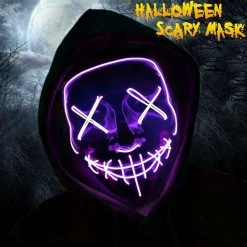 FB Market Place Costume Accessories The Purge Skeleton Mask Light Up Halloween Scary Mask Flashing Glow In Dark