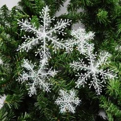 FB Market Place Pack Of 30 White Snowflakes Icle Decorations Christmas Tree Decorations 11cm Diameter Christmas Decorations