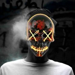 FB Market Place Costume Accessories The Purge Skeleton Mask Light Up Halloween Scary Mask Flashing Glow In Dark
