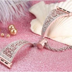 Elegancensplendour Fashion Jewelry Tesoro Rhinestone Stainless Steel Apple Watch Bracelet Strap 20 Elegancensplendour Fashion Jewelry Tesoro Rhinestone Stainless Steel Apple Watch Bracelet Strap