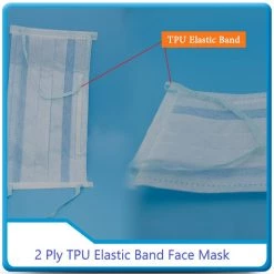 Warehouse 2 Ply TPU Elastic Band Ear Loop White Waterproof Disposable Surgical Face Mask Health & Beauty