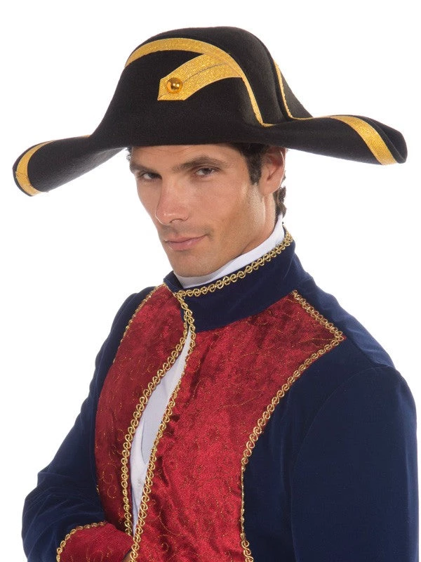 Tomfoolery Deluxe Black Colonial Military Admiral Men's Hat Costume Accessories 1 Tomfoolery Deluxe Black Colonial Military Admiral Men's Hat Costume Accessories
