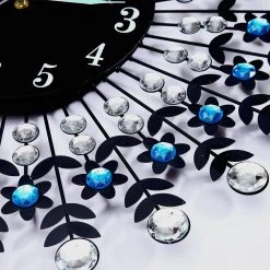 Crazy Crazy & More Crazy Deals Home & Garden 3D Diamond Wall Clock Metal Round Clear And Aqua Stones 67cm X 67cm