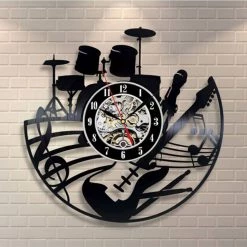 Crazy Crazy & More Crazy Deals Home & Garden Drum Kit And Guitar Vinyl Record Wall Clock 30cm X 30cm