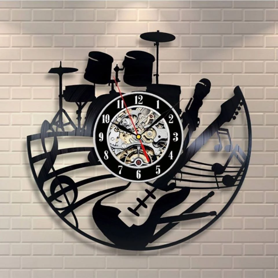 Crazy Crazy & More Crazy Deals Home & Garden Drum Kit And Guitar Vinyl Record Wall Clock 30cm X 30cm 1 Crazy Crazy & More Crazy Deals Home & Garden Drum Kit And Guitar Vinyl Record Wall Clock 30cm X 30cm