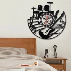 Crazy Crazy & More Crazy Deals Home & Garden Drum Kit And Guitar Vinyl Record Wall Clock 30cm X 30cm