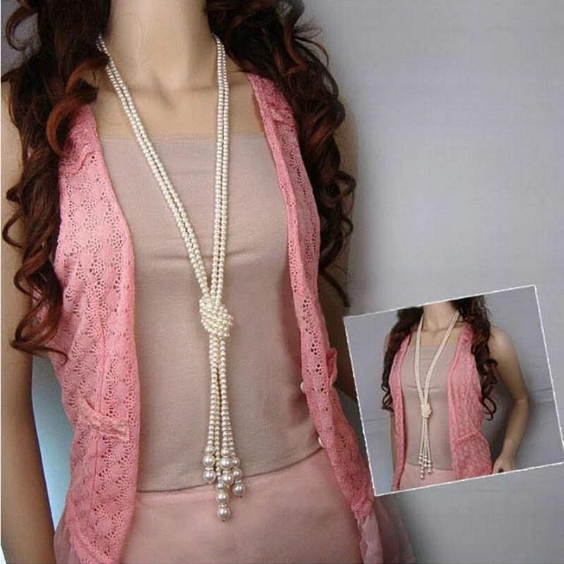 Crazy Crazy & More Crazy Deals Flapper Gatsby 1920s Vintage Antique Faux Pearl Knot Necklace