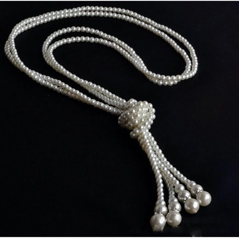 Crazy Crazy & More Crazy Deals Flapper Gatsby 1920s Vintage Antique Faux Pearl Knot Necklace