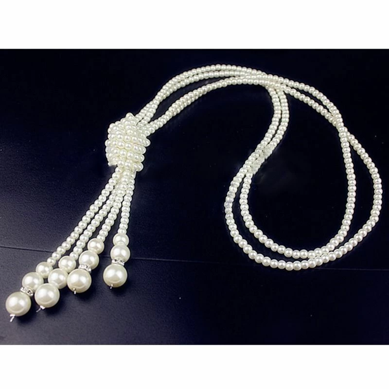 Crazy Crazy & More Crazy Deals Flapper Gatsby 1920s Vintage Antique Faux Pearl Knot Necklace