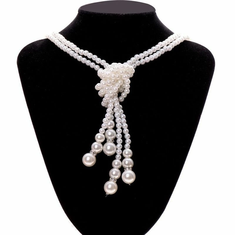 Crazy Crazy & More Crazy Deals Flapper Gatsby 1920s Vintage Antique Faux Pearl Knot Necklace