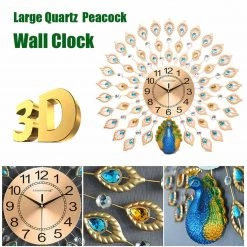 Crazy Crazy & More Crazy Deals Large 3D Wall Clocks Luxury Peacock Diamond Crystal Quartz Wall Clocks