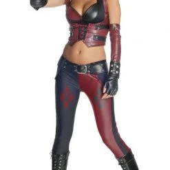 EB Costumes Licensed Harley Quinn Ladies Costume Faux Leather Batman Superhero Sexy Costume