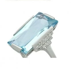 AliExpress Luxury Sea Blue Square Crystal Fashion Ladies Ring