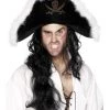 Smiffys Padded Black Pirate Costume Hat With Marabou Feathers Costume Accessories