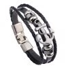 Crazy Crazy & More Crazy Deals Mens Black Genuine Leather Bracelet With Anchor