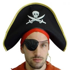 Tomfoolery Caribbean Pirate Hat With Gold Trim