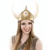 Sweidas Plastic Gold Viking Helmet With Horn Costume Headpiece