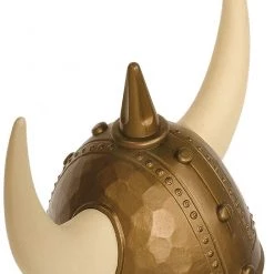 Sweidas Plastic Gold Viking Helmet With Horn Costume Headpiece